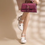Load image into Gallery viewer, Women's Patent Leather Finish Mary Jane Slingback Block Heels Pumps