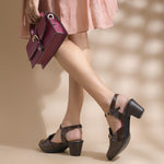 Load image into Gallery viewer, Women's Patent Leather Finish Mary Jane Slingback Block Heels Pumps