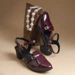 Load image into Gallery viewer, Women's Patent Leather Finish Mary Jane Slingback Block Heels Pumps
