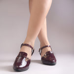 Load image into Gallery viewer, Women's Patent Leather Finish Mary Jane Slingback Block Heels Pumps