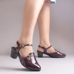 Load image into Gallery viewer, Women's Patent Leather Finish Mary Jane Slingback Block Heels Pumps