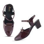 Load image into Gallery viewer, Women's Patent Leather Finish Mary Jane Slingback Block Heels Pumps