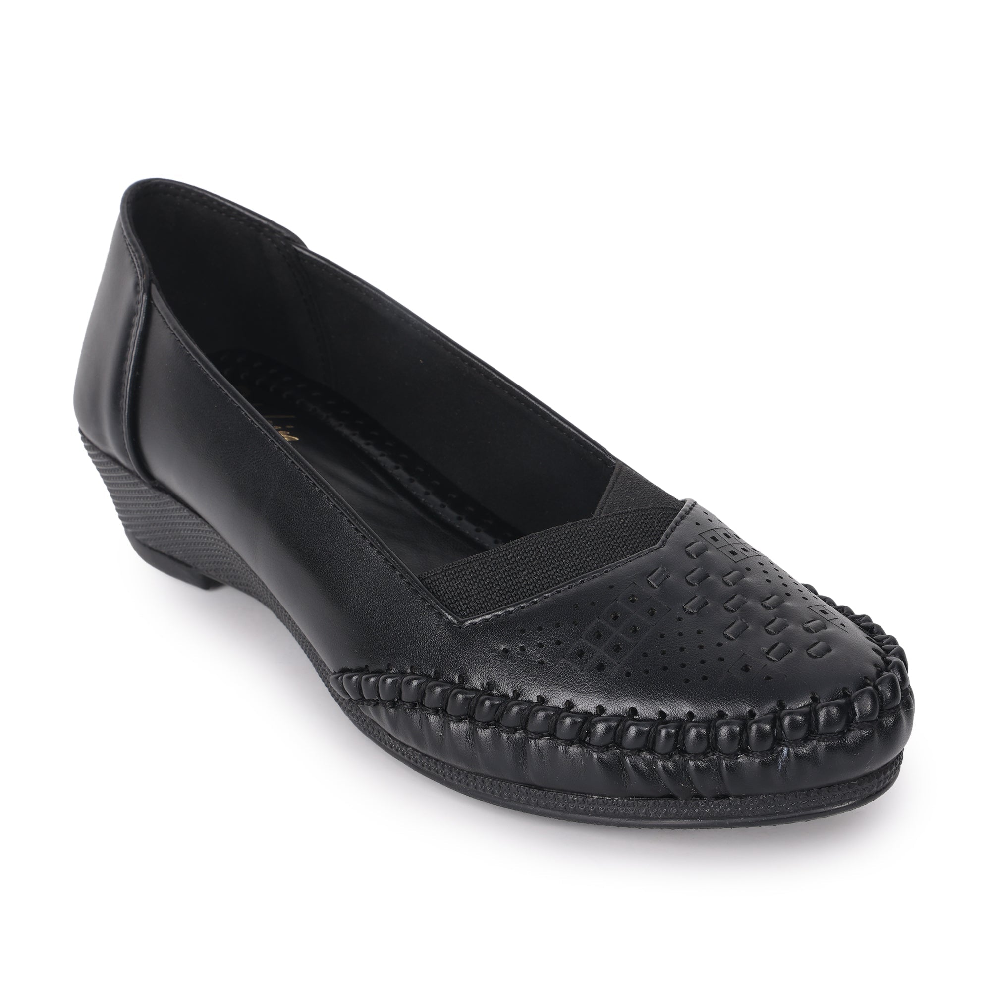 Laser Perforation Wedge Heeled Moccasin Loafers