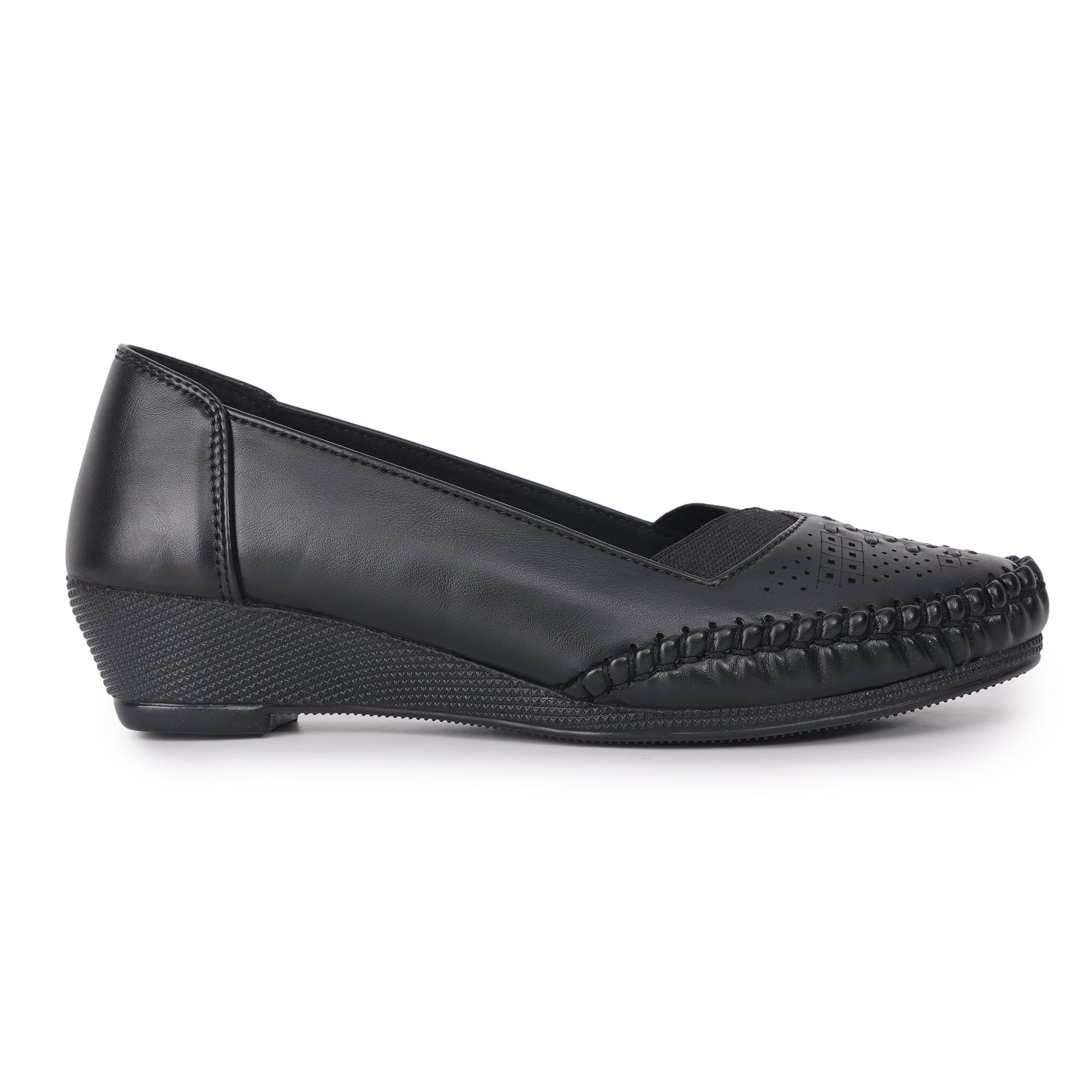 Laser Perforation Wedge Heeled Moccasin Loafers