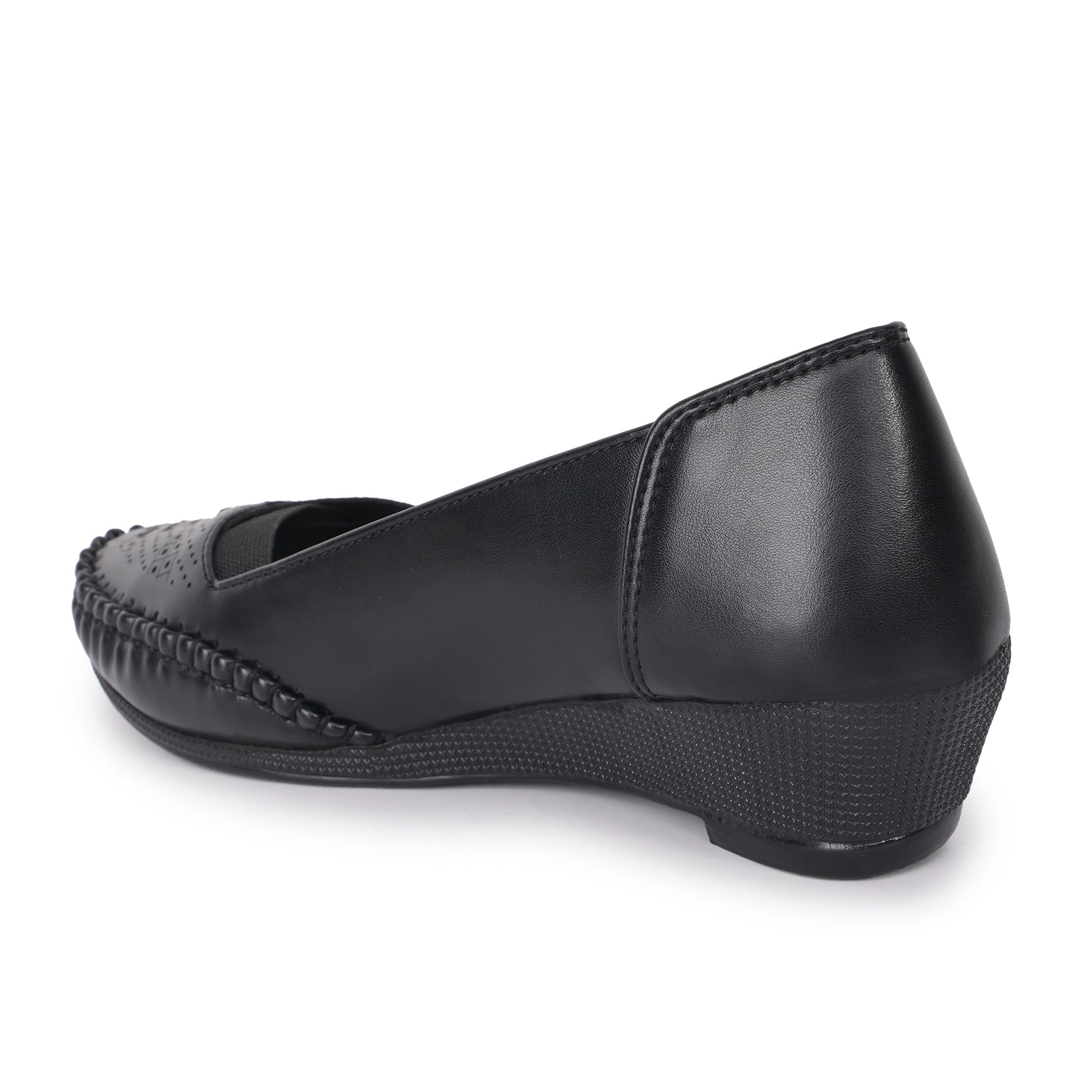 Laser Perforation Wedge Heeled Moccasin Loafers