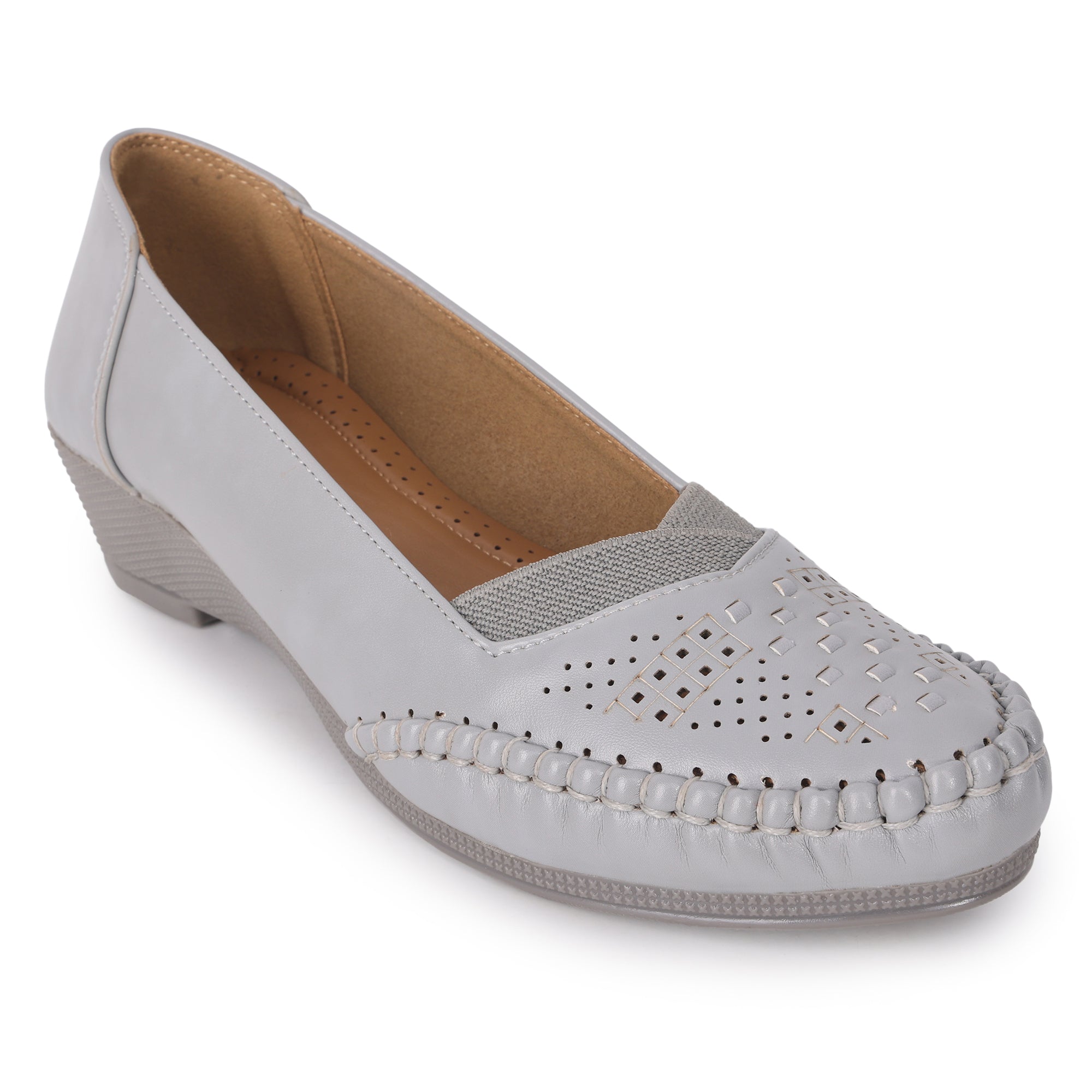 Laser Perforation Wedge Heeled Moccasin Loafers