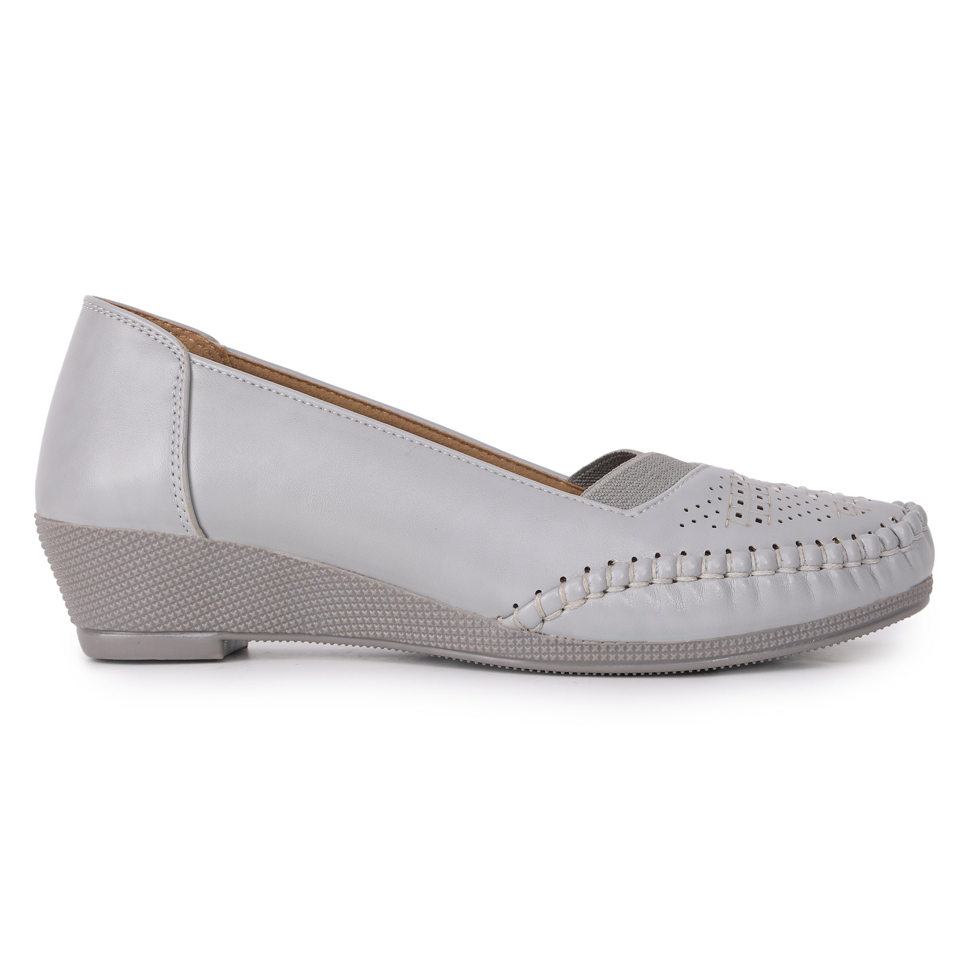 Laser Perforation Wedge Heeled Moccasin Loafers