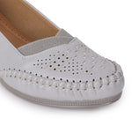 Load image into Gallery viewer, Laser Perforation Wedge Heeled Moccasin Loafers
