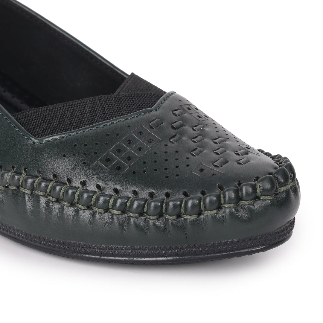 Laser Perforation Wedge Heeled Moccasin Loafers