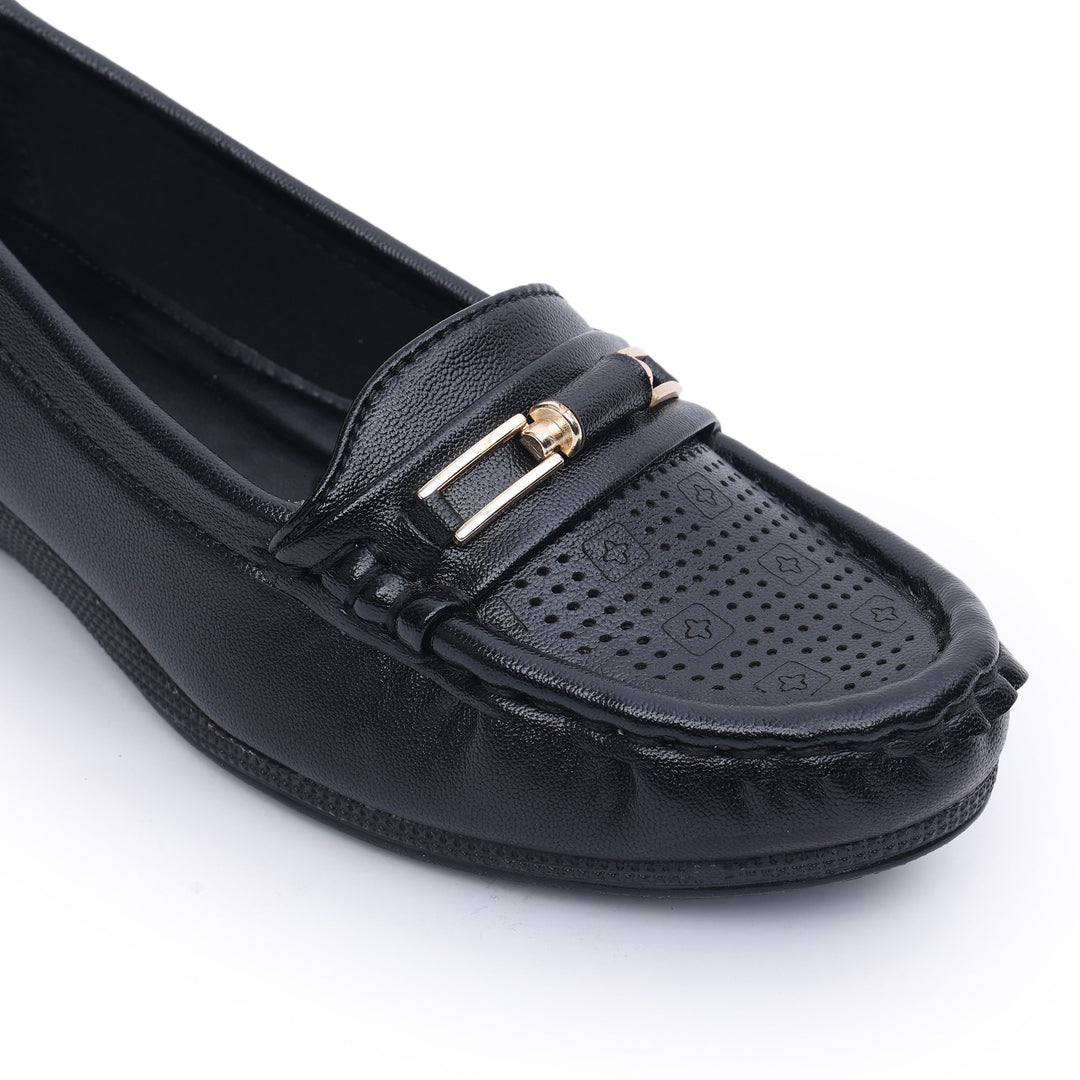 Buckle Detailed Wedge Heeled Moccasin Loafers