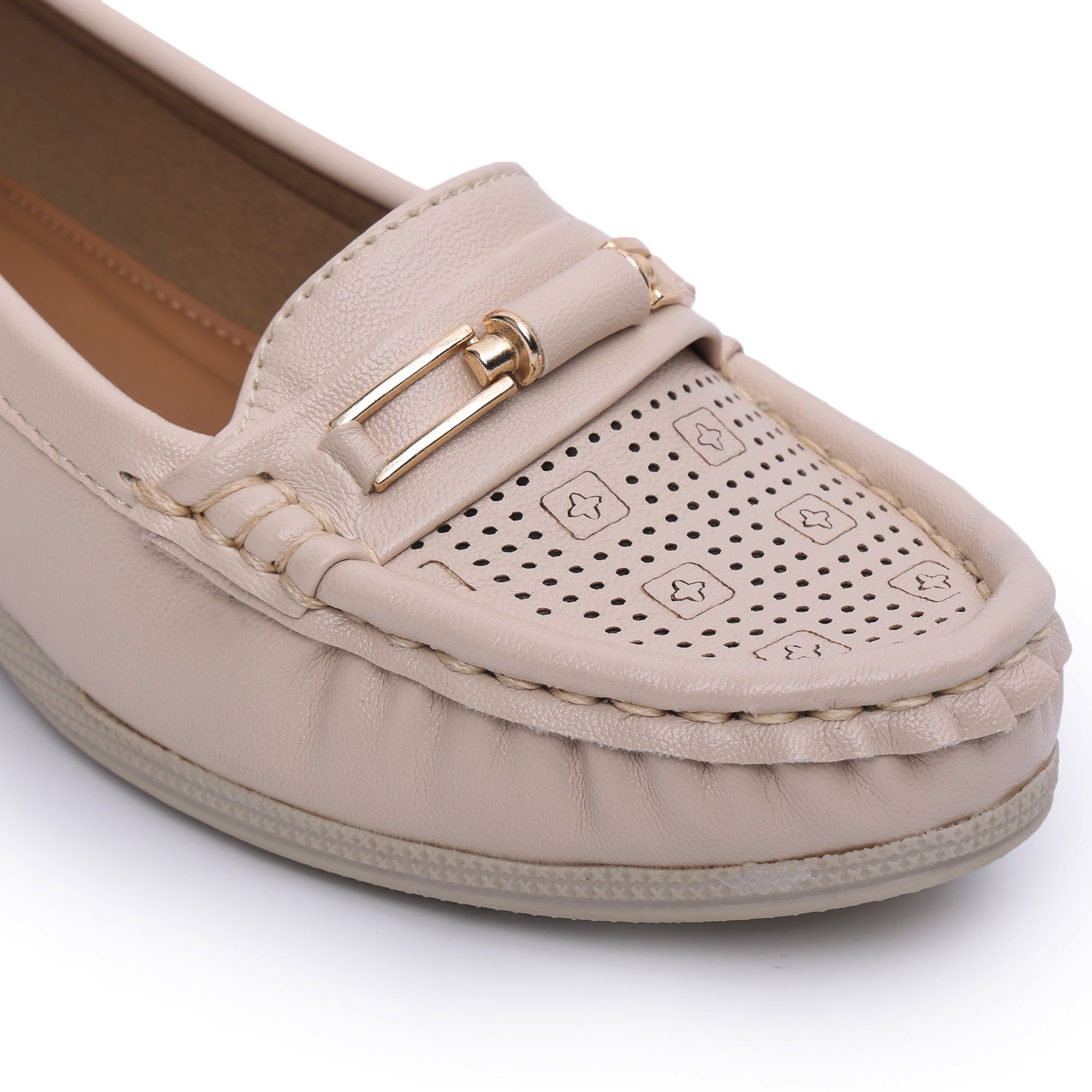 Buckle Detailed Wedge Heeled Moccasin Loafers