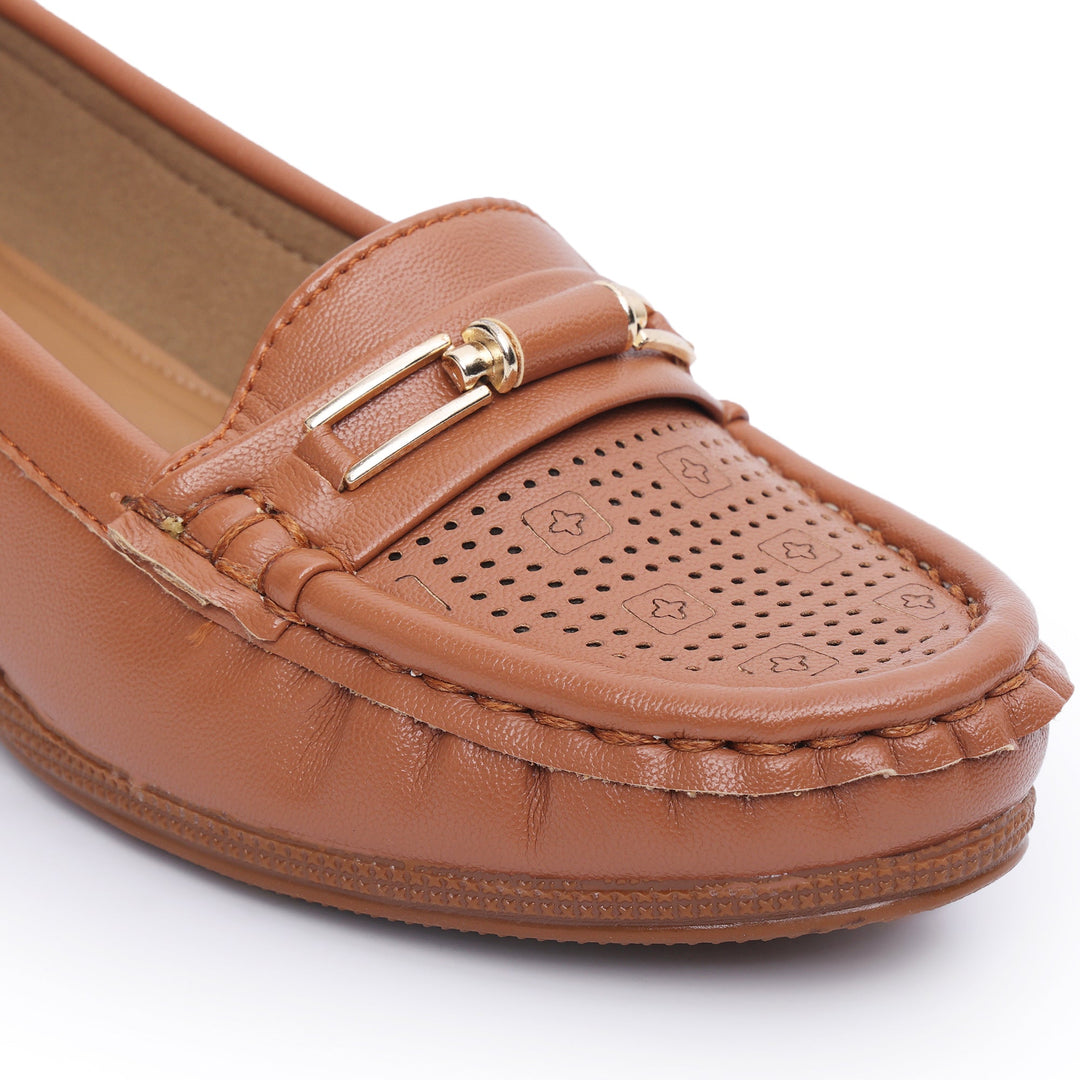 Buckle Detailed Wedge Heeled Moccasin Loafers