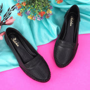 Perforation Wedge Heel Moccasin Loafers