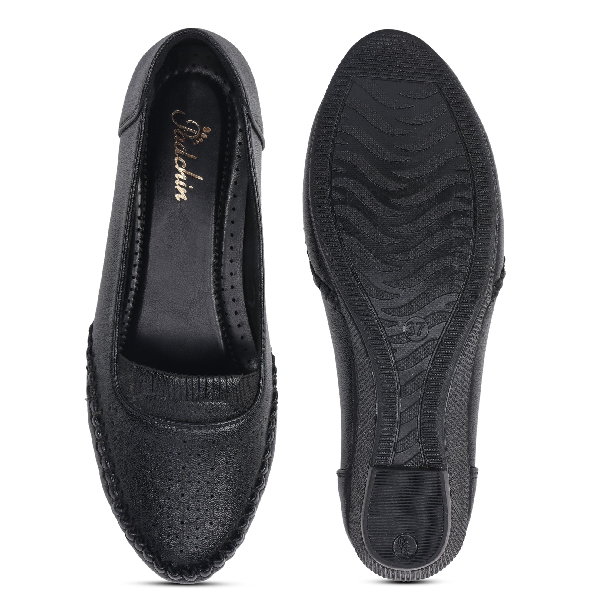 Perforation Wedge Heel Moccasin Loafers