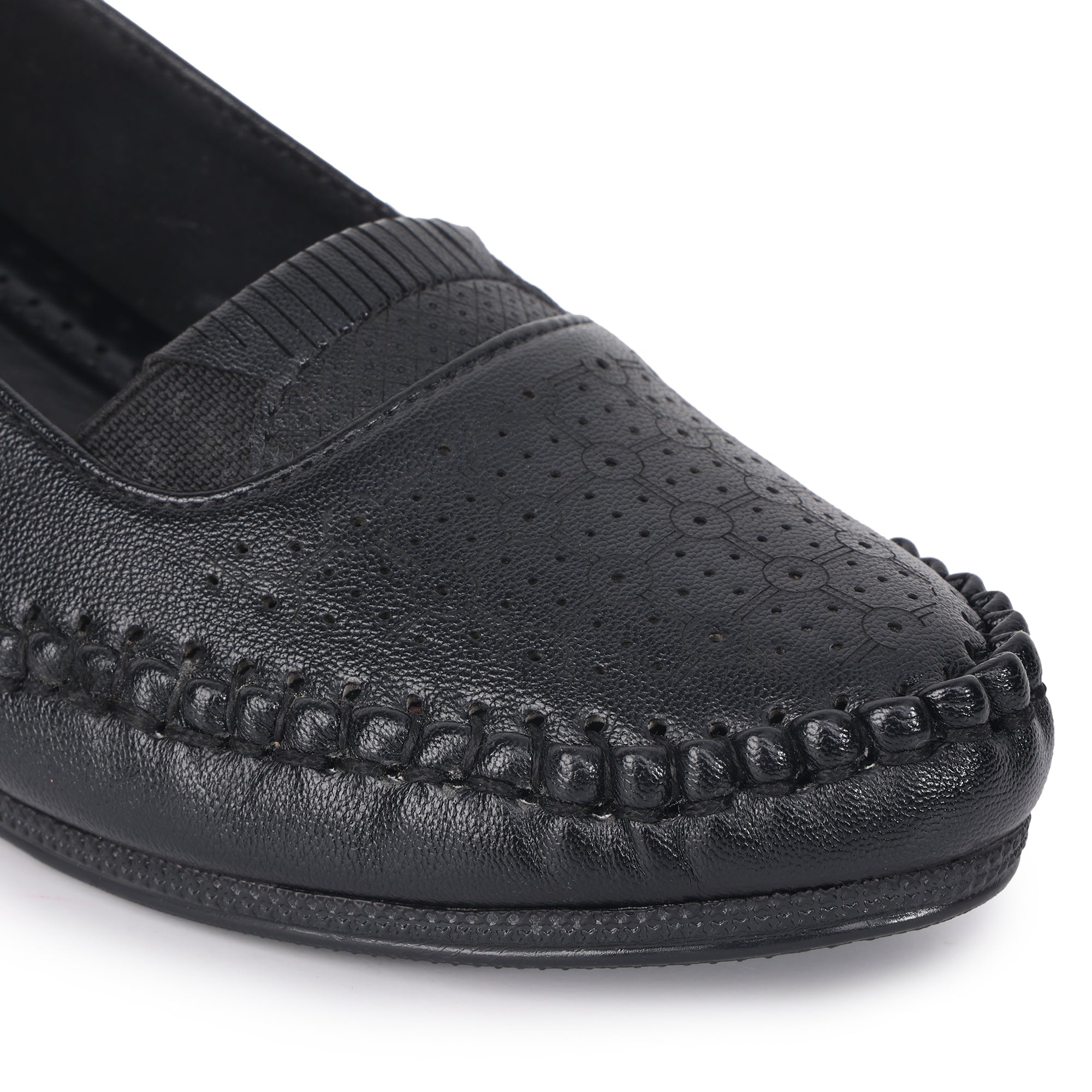 Perforation Wedge Heel Moccasin Loafers