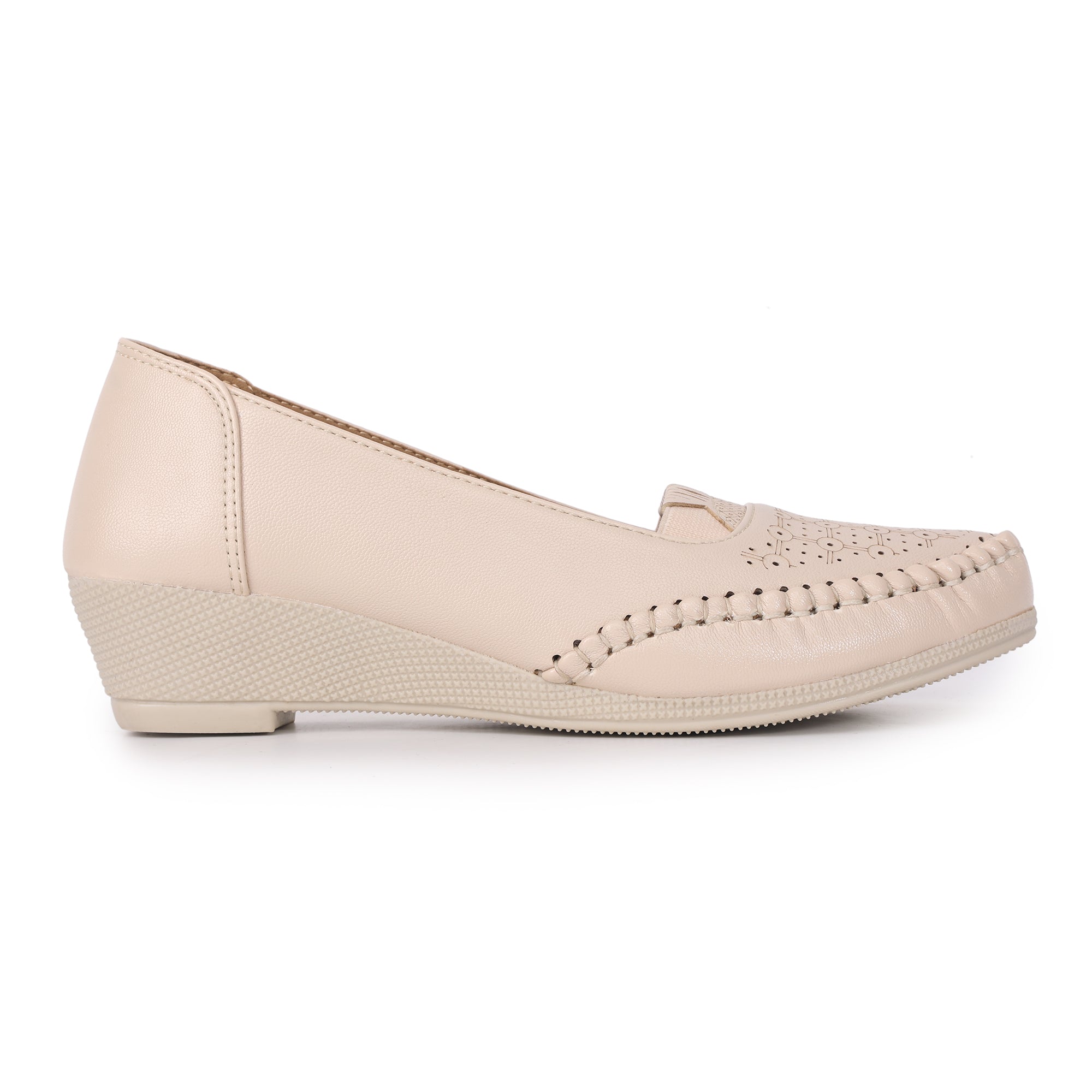 Perforation Wedge Heel Moccasin Loafers