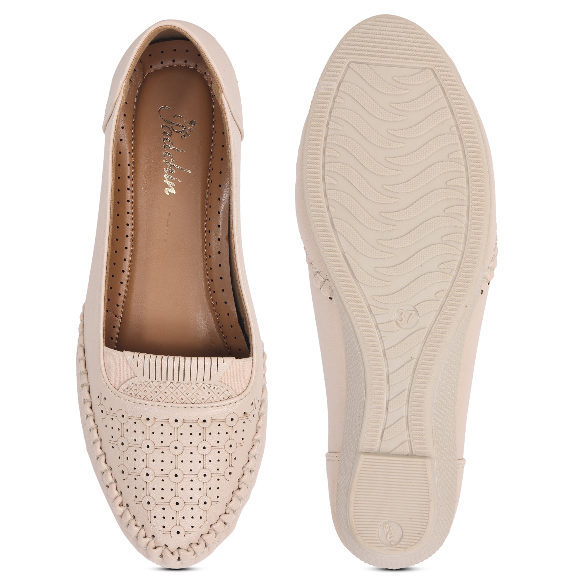 Perforation Wedge Heel Moccasin Loafers