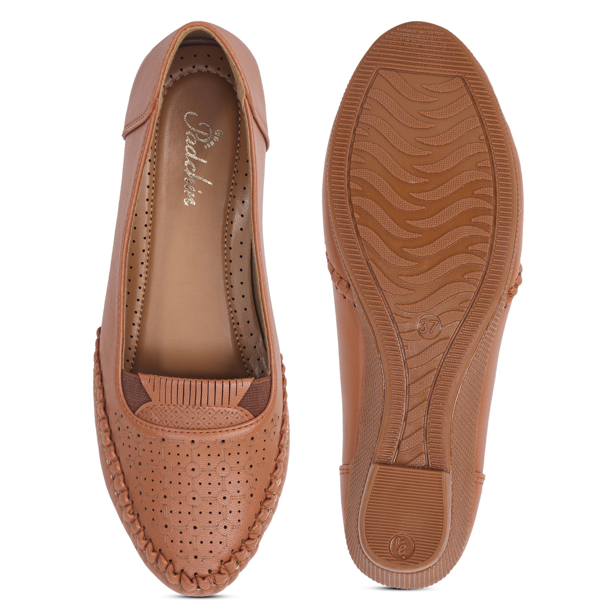 Perforation Wedge Heel Moccasin Loafers