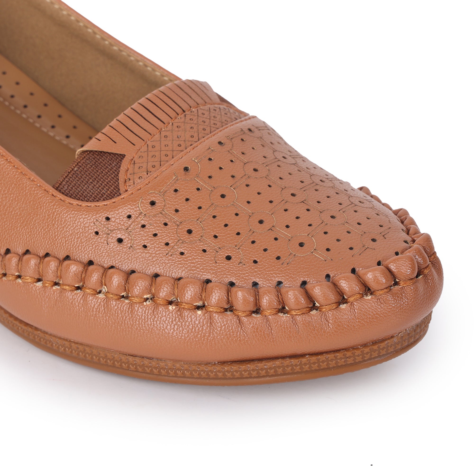 Perforation Wedge Heel Moccasin Loafers