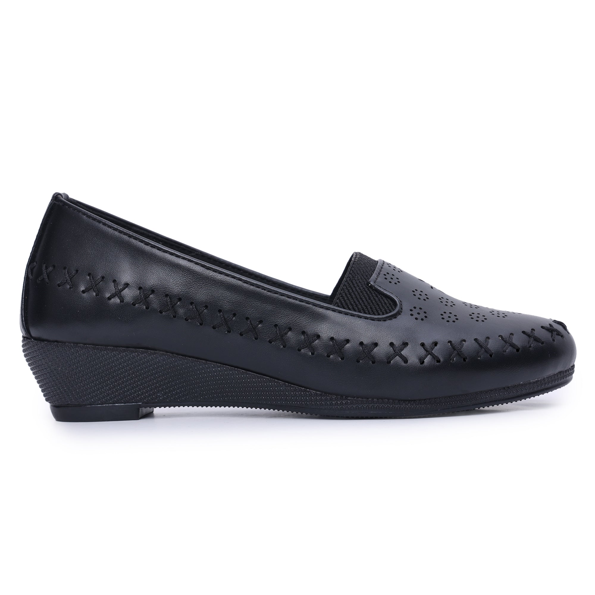 Perforations Detailed Wedge Heeled Moccasin Loafers