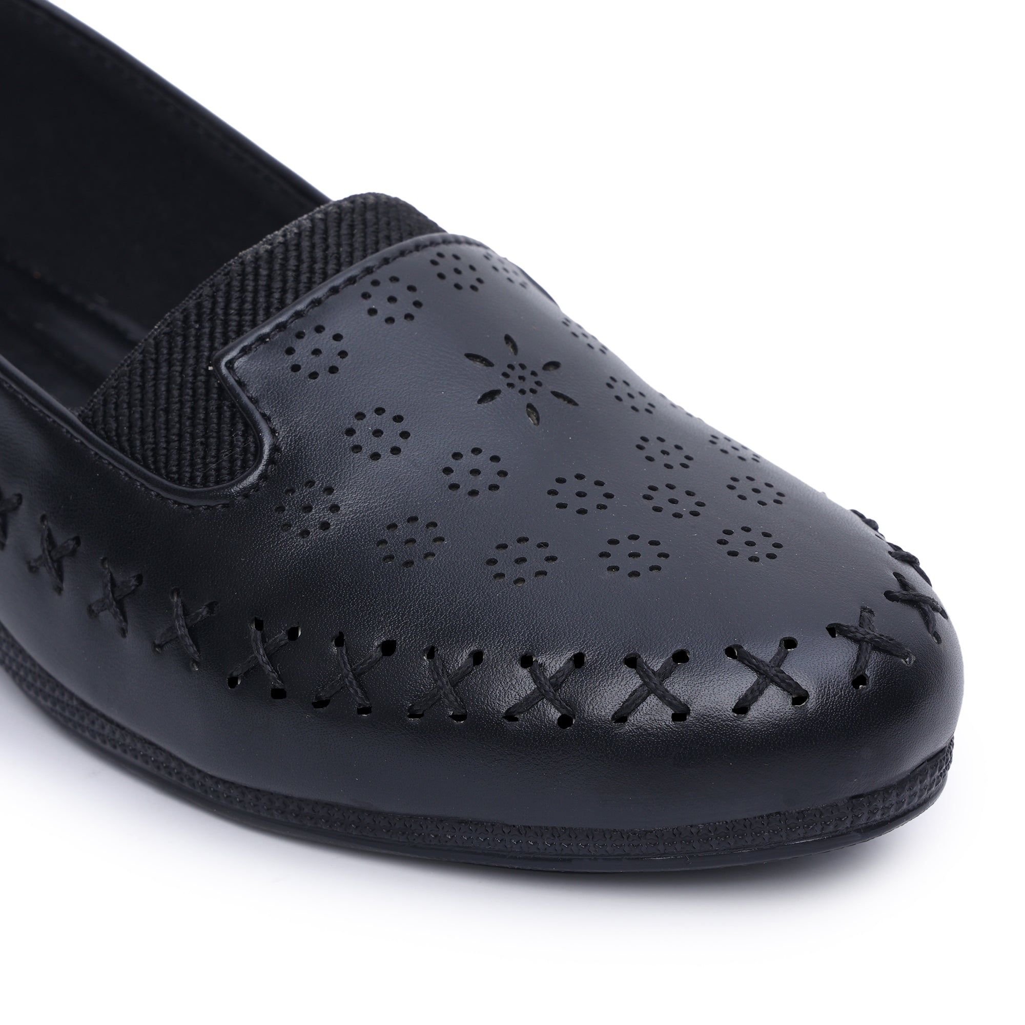 Perforations Detailed Wedge Heeled Moccasin Loafers