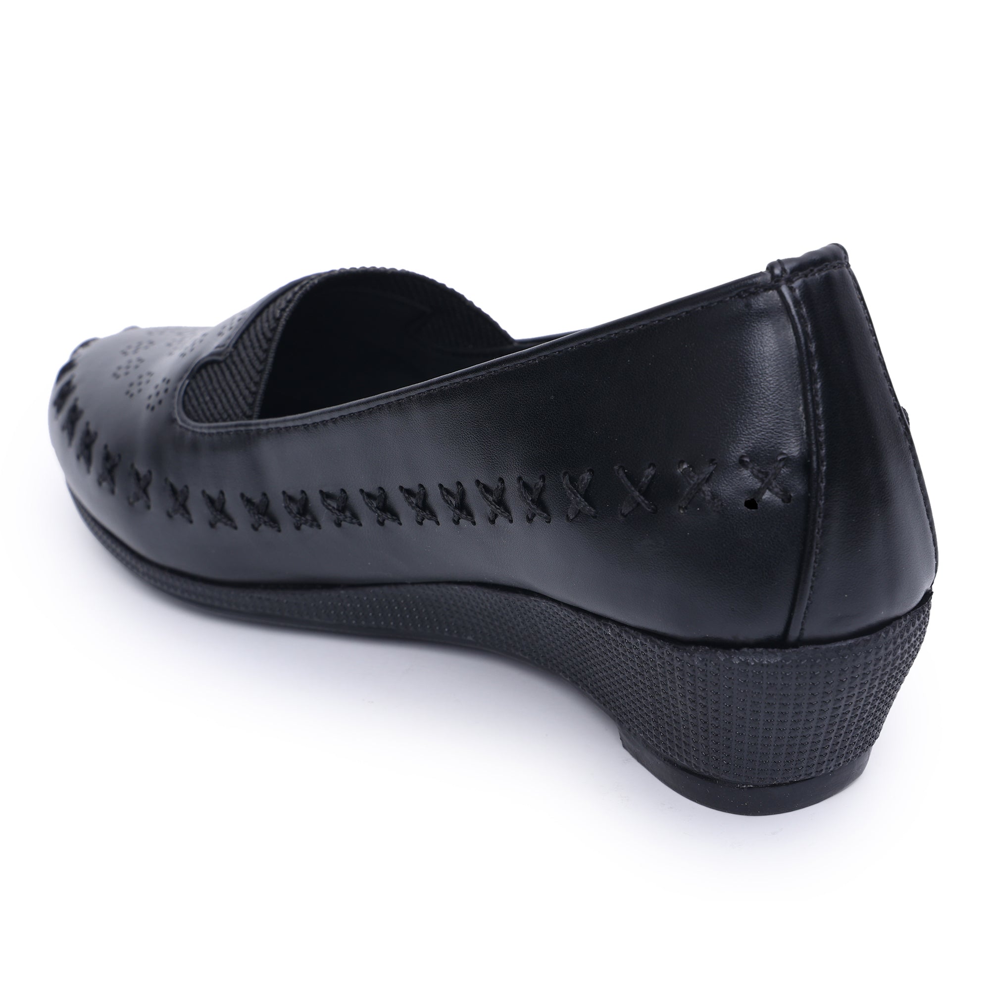 Perforations Detailed Wedge Heeled Moccasin Loafers