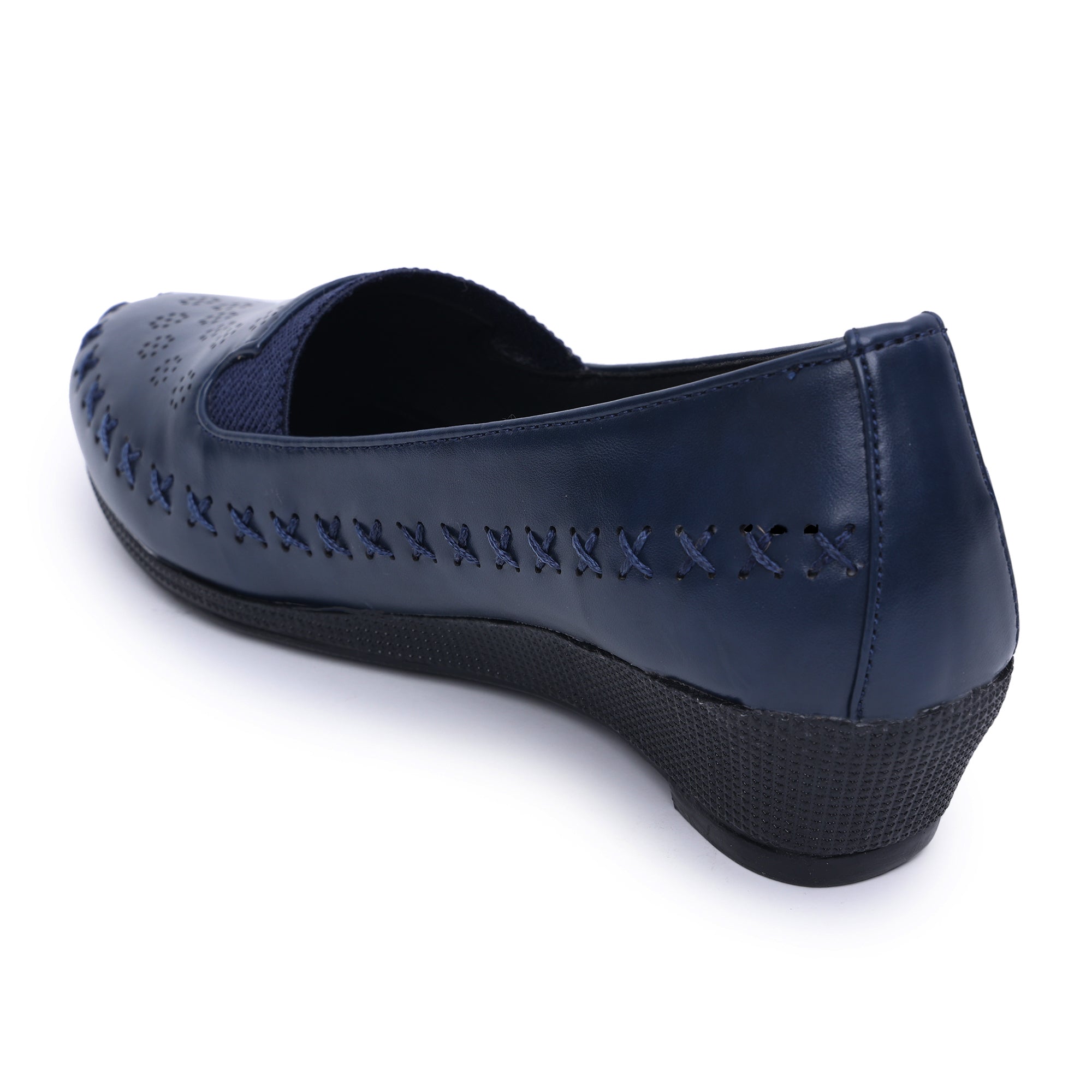 Perforations Detailed Wedge Heeled Moccasin Loafers