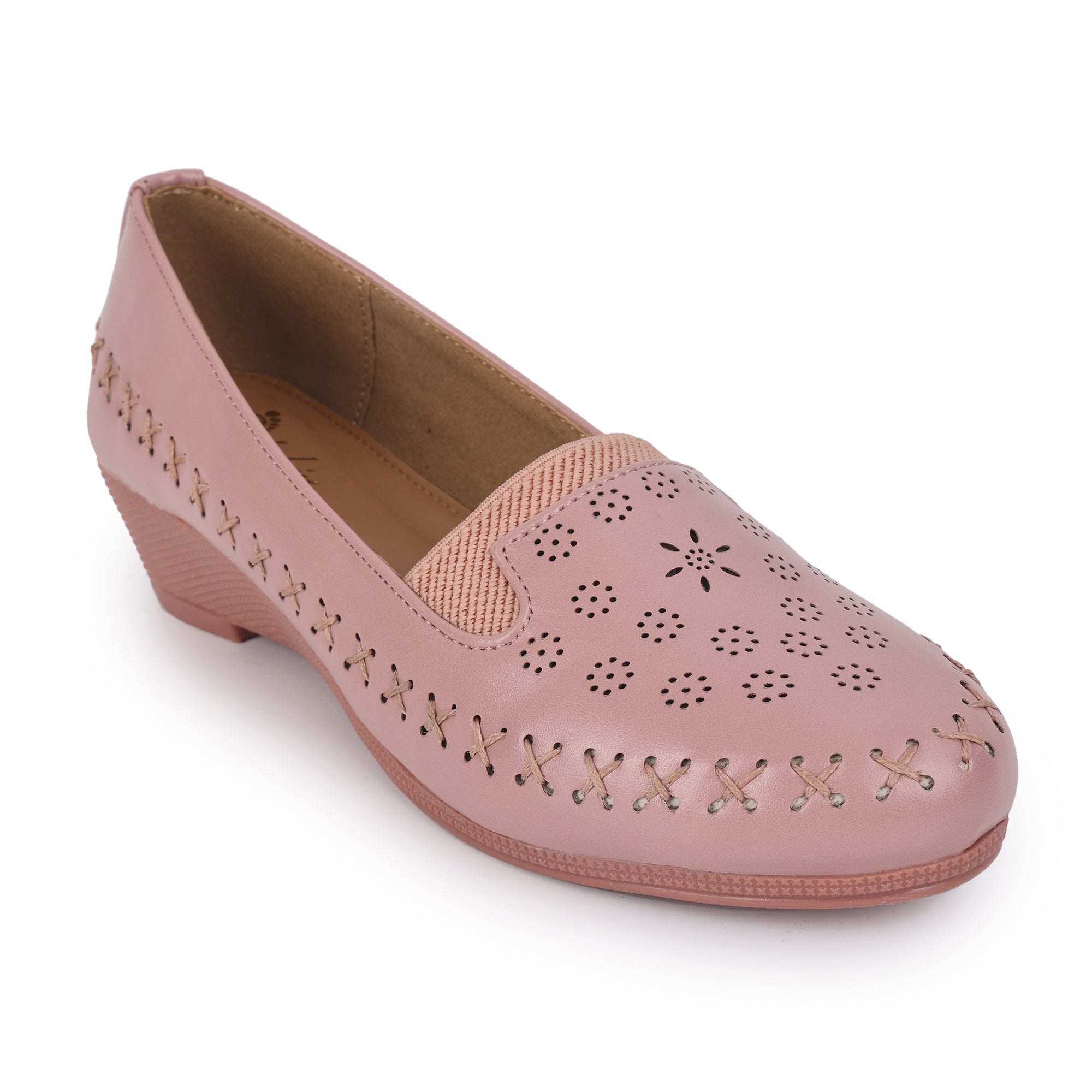 Perforations Detailed Wedge Heeled Moccasin Loafers