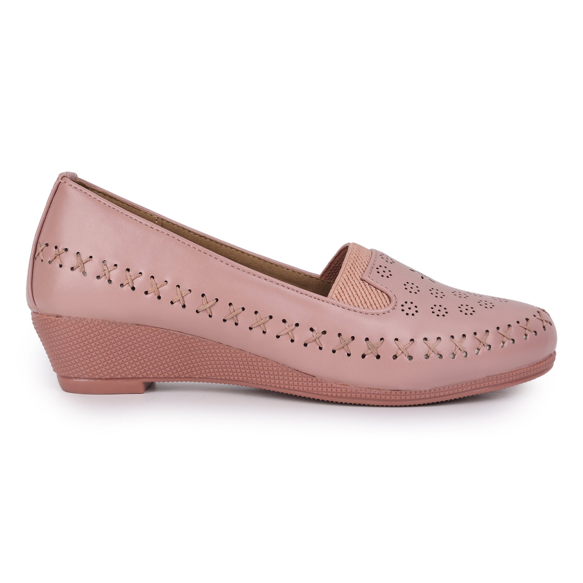 Perforations Detailed Wedge Heeled Moccasin Loafers