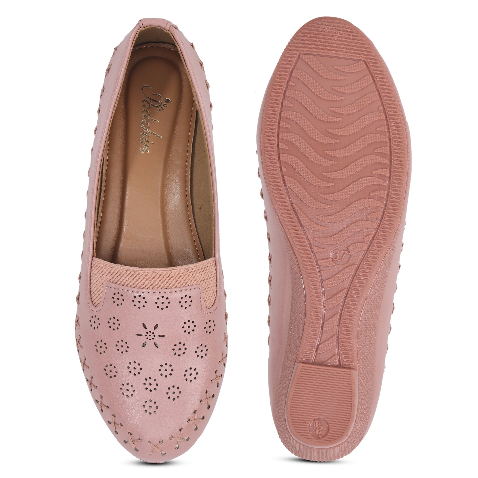 Perforations Detailed Wedge Heeled Moccasin Loafers