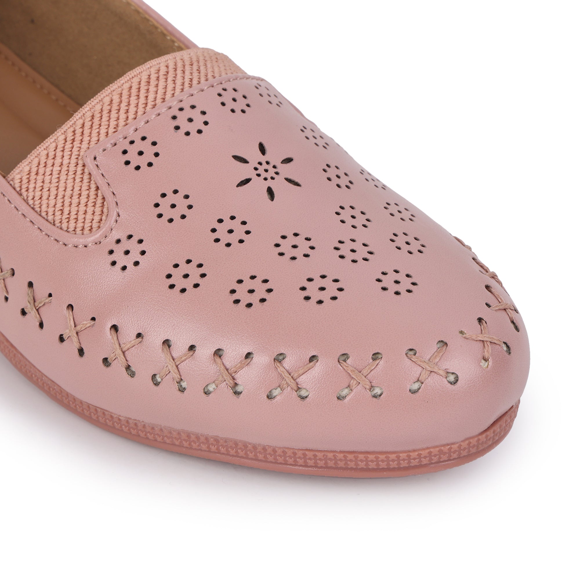 Perforations Detailed Wedge Heeled Moccasin Loafers