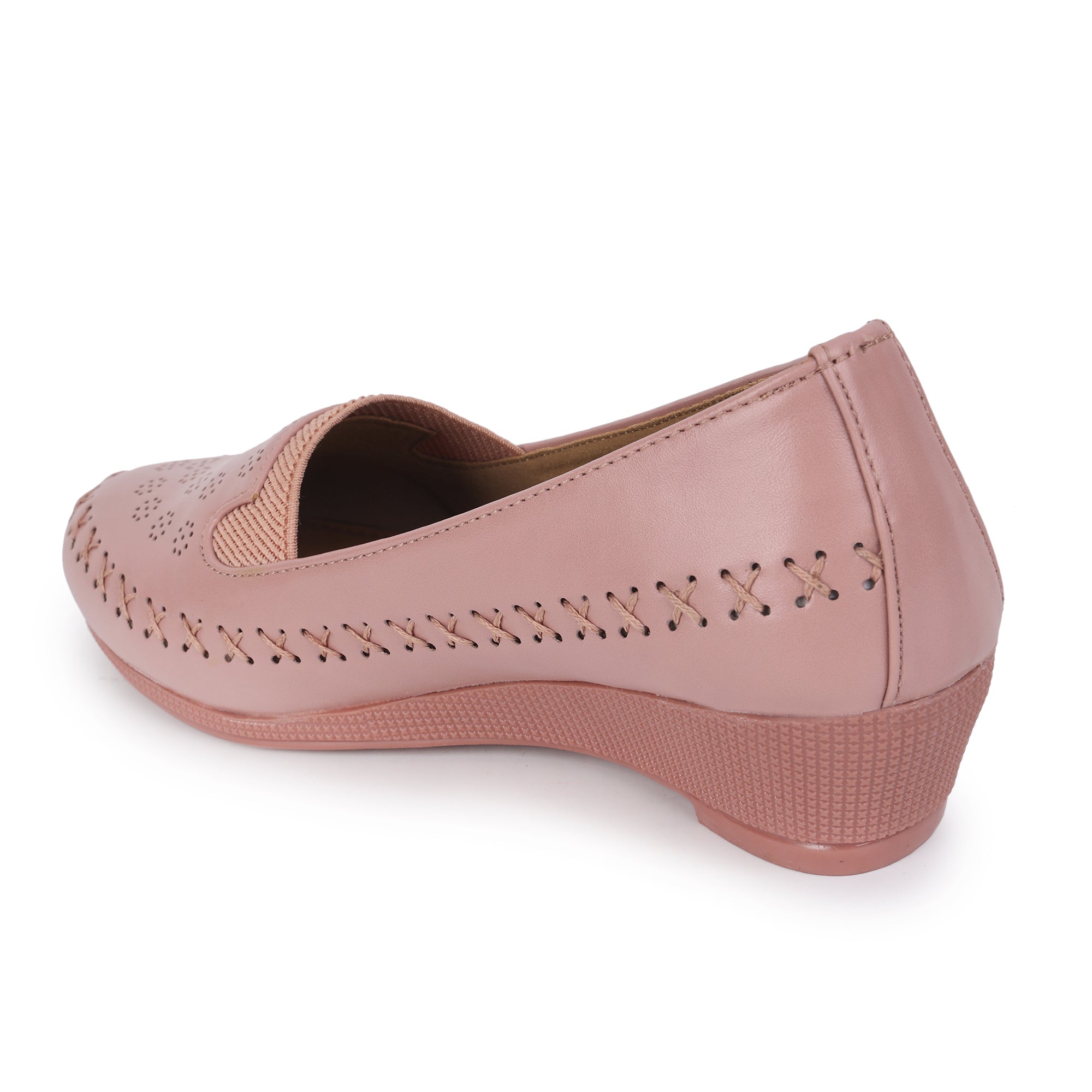 Perforations Detailed Wedge Heeled Moccasin Loafers