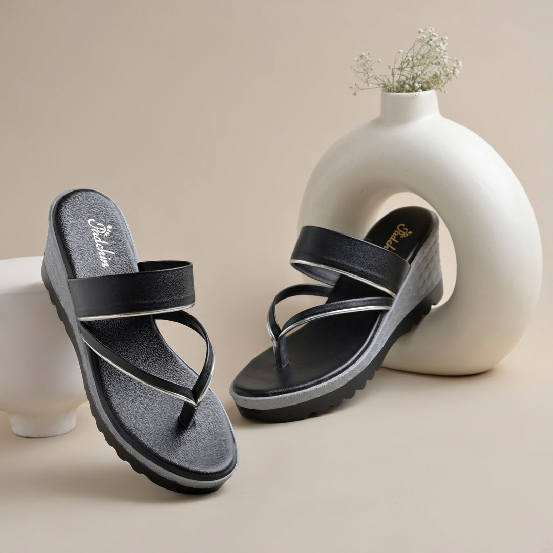 Women's Toe Ring Wedges Sandals Stylish Slip-On Comfort Wedge Heel