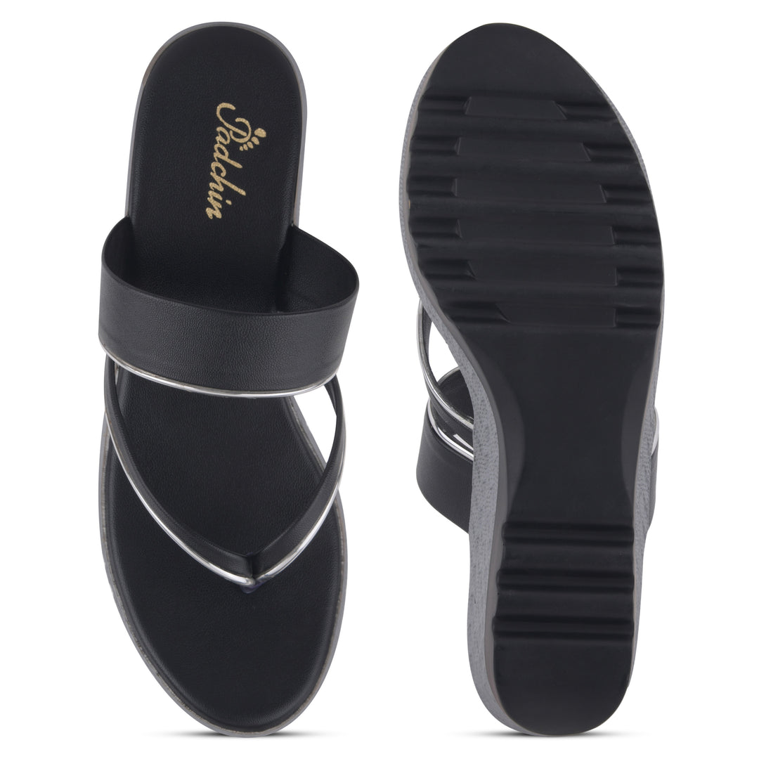 Women's Toe Ring Wedges Sandals Stylish Slip-On Comfort Wedge Heel
