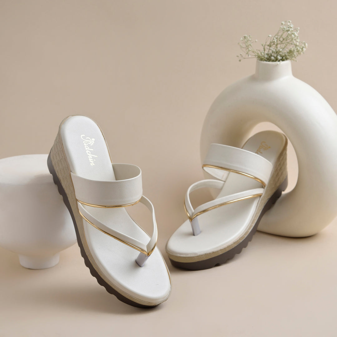 Women's Toe Ring Wedges Sandals Stylish Slip-On Comfort Wedge Heel