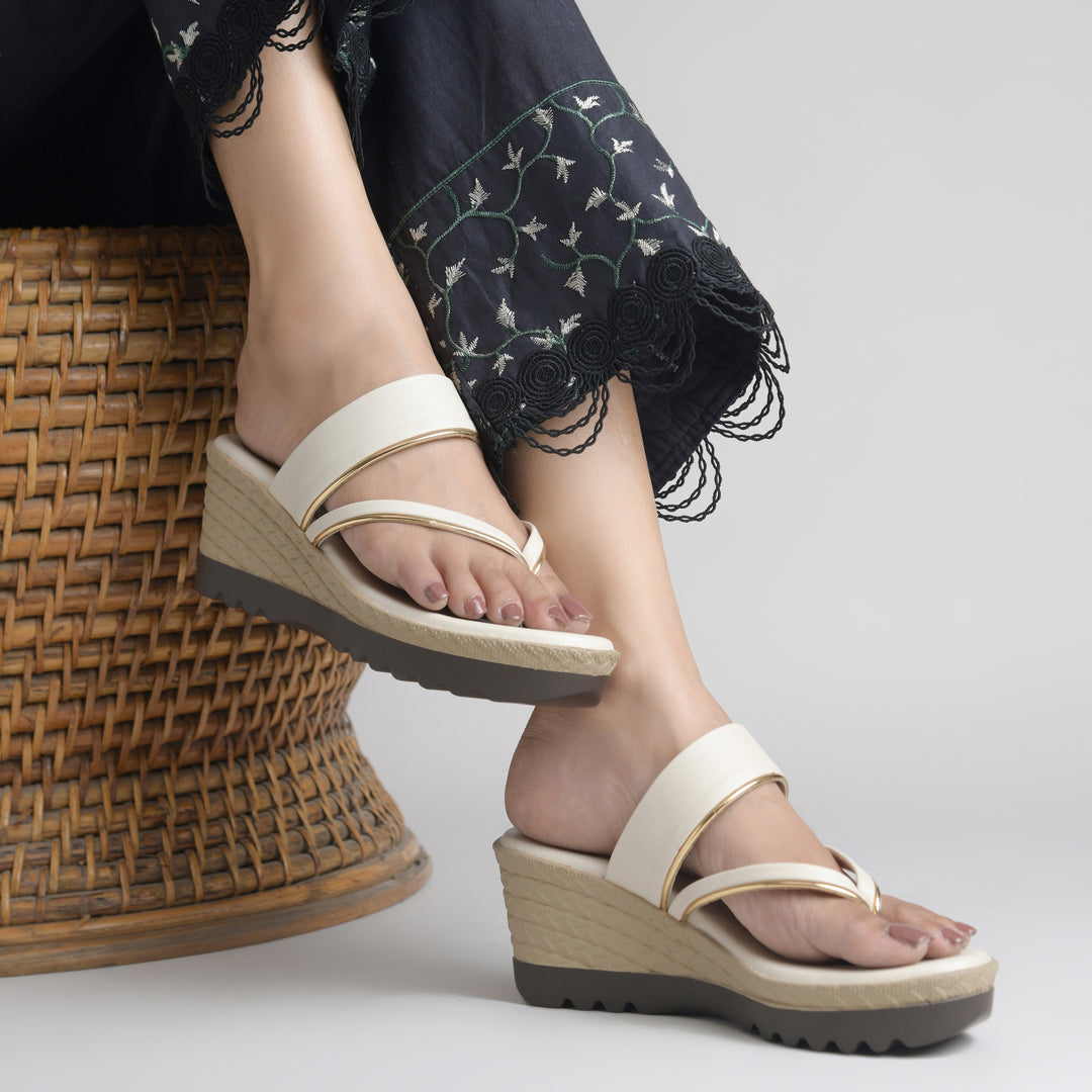 Women's Toe Ring Wedges Sandals Stylish Slip-On Comfort Wedge Heel