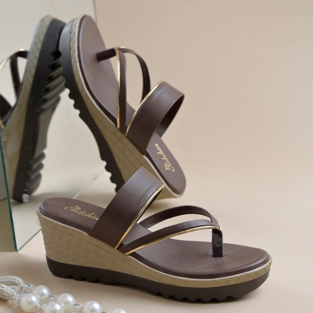 Women's Toe Ring Wedges Sandals Stylish Slip-On Comfort Wedge Heel