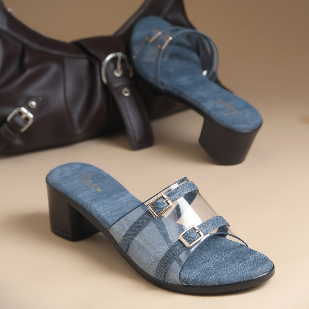 Women's Open Toe Transparent Strap Block Heel Sandals