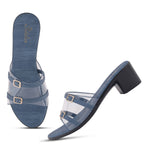 Load image into Gallery viewer, Women's Open Toe Transparent Strap Block Heel Sandals