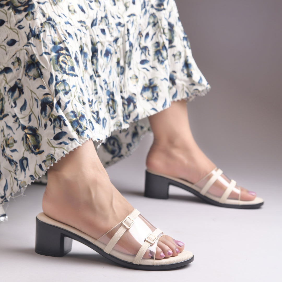 Women's Open Toe Transparent Strap Block Heel Sandals