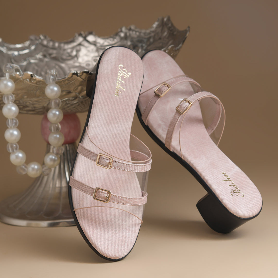 Women's Open Toe Transparent Strap Block Heel Sandals