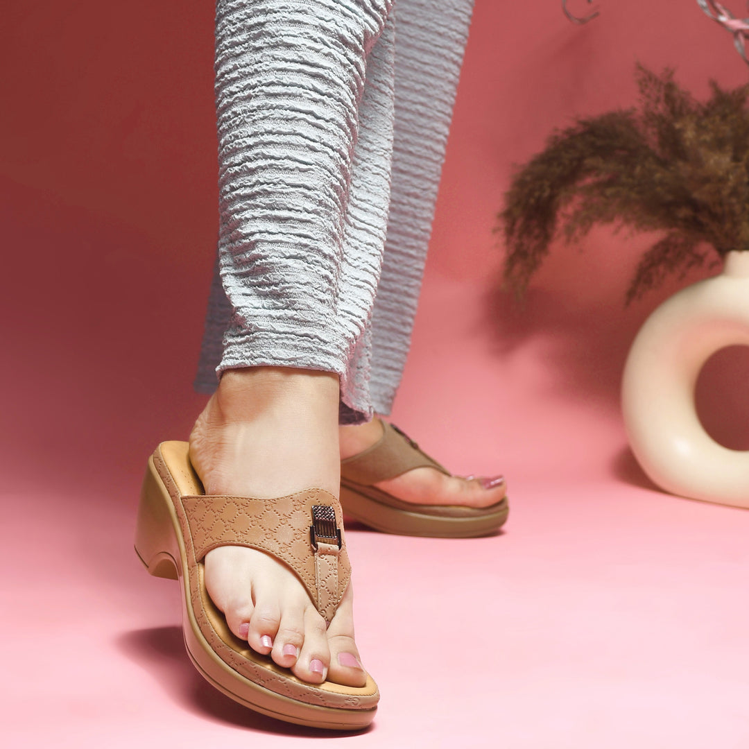 Padchin Smart Casual Block Heel Sandals | Fashion T-Strap Sandal