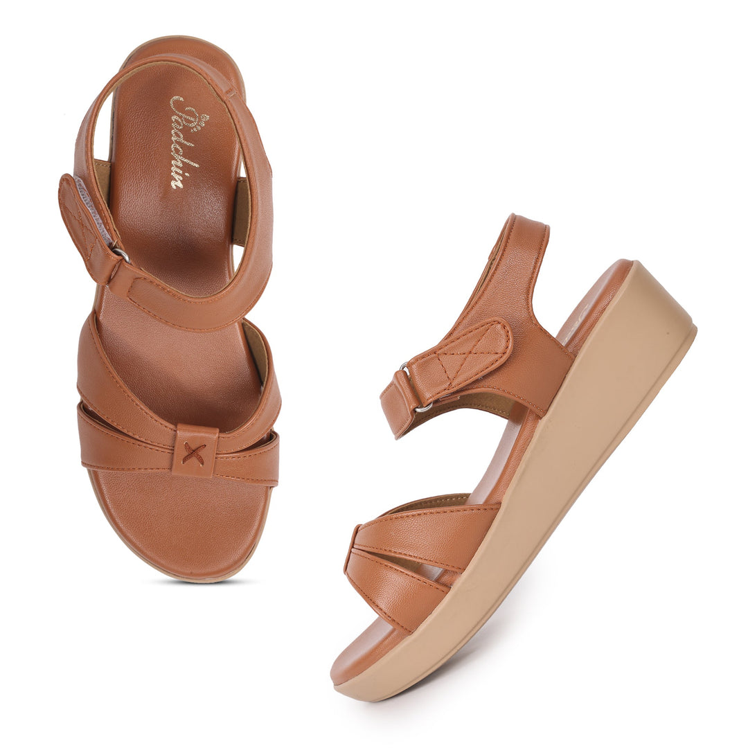 Double Strap Open Toe Wedges Sandal - Main Image