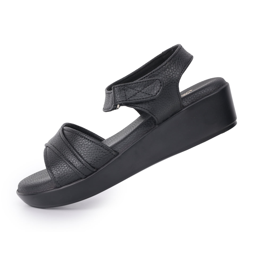 Textured Open Toe Double Strap Wedges Sandal