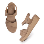 Load image into Gallery viewer, Textured Open Toe Double Strap Wedges Sandal