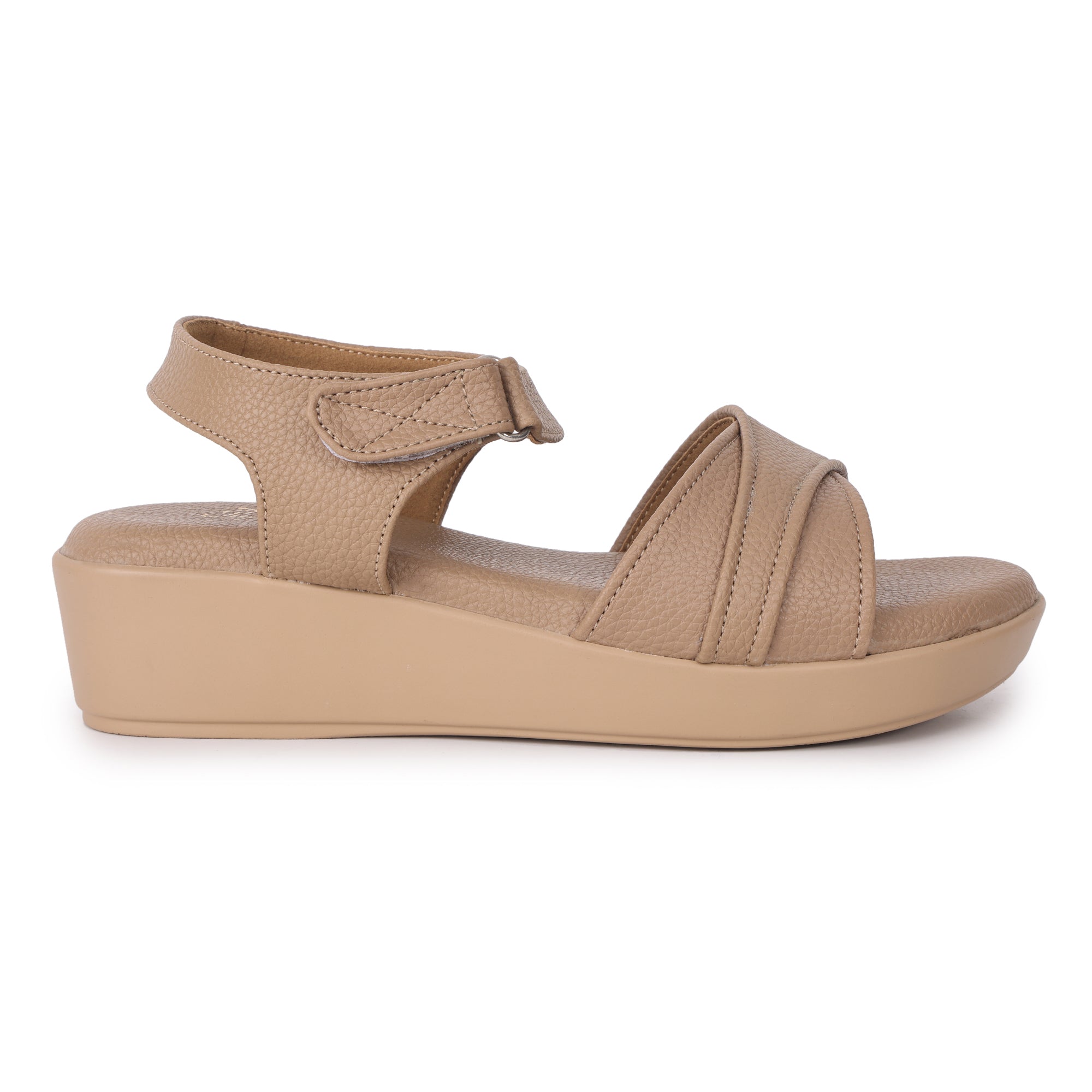 Textured Open Toe Double Strap Wedges Sandal