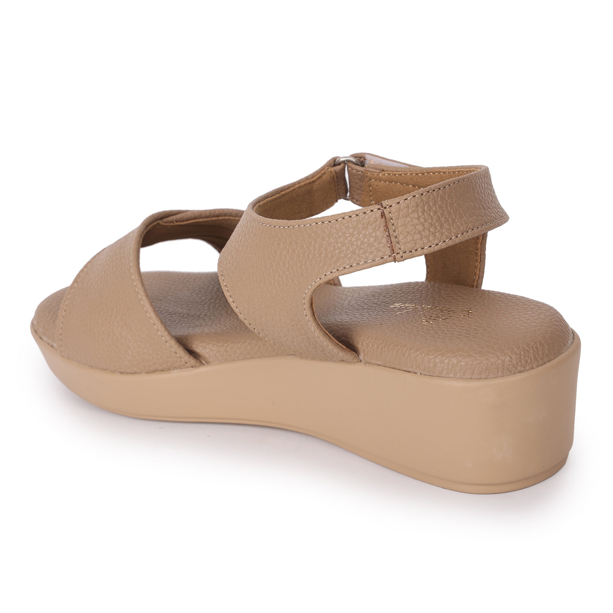 Textured Open Toe Double Strap Wedges Sandal