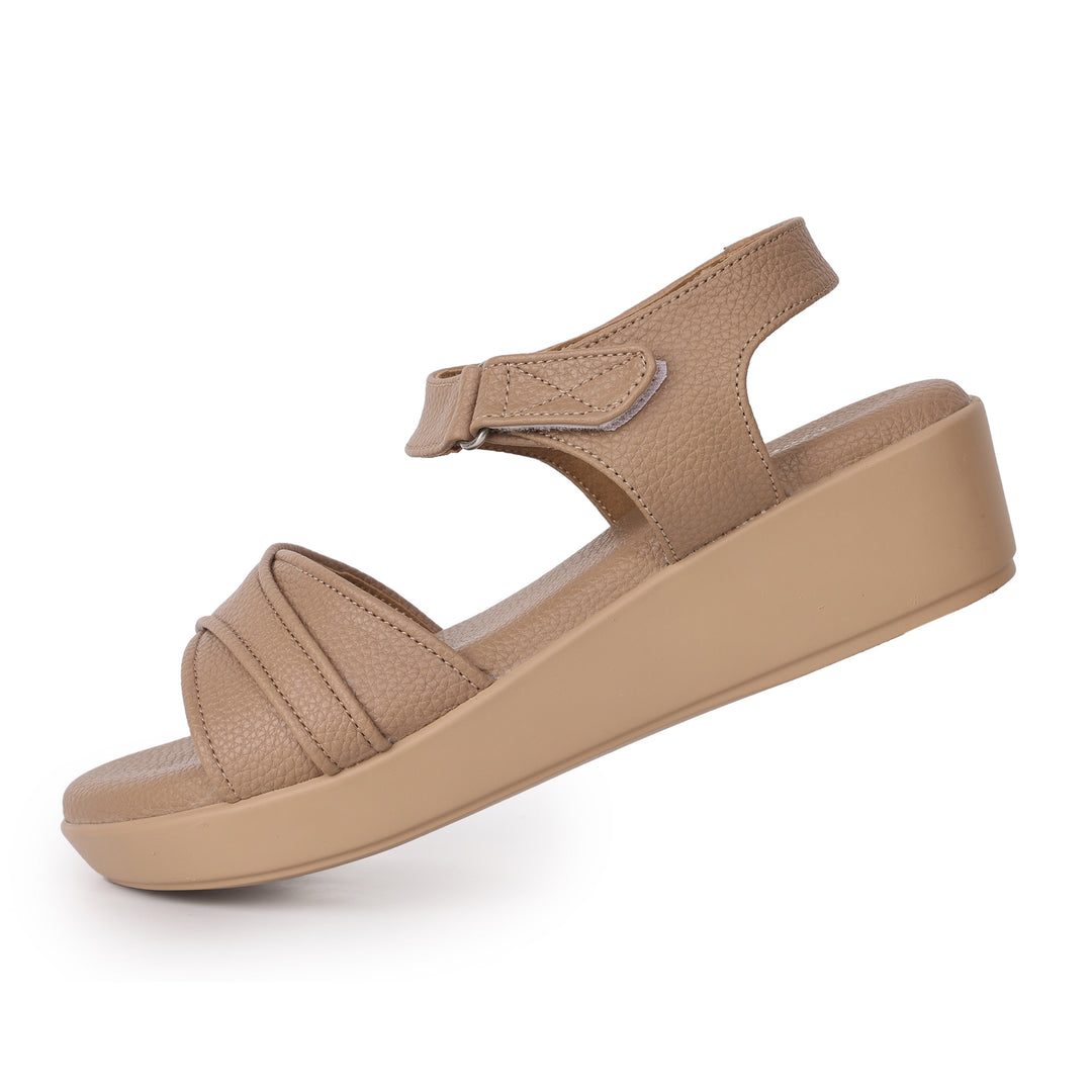 Textured Open Toe Double Strap Wedges Sandal