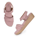 Load image into Gallery viewer, Textured Open Toe Double Strap Wedges Sandal