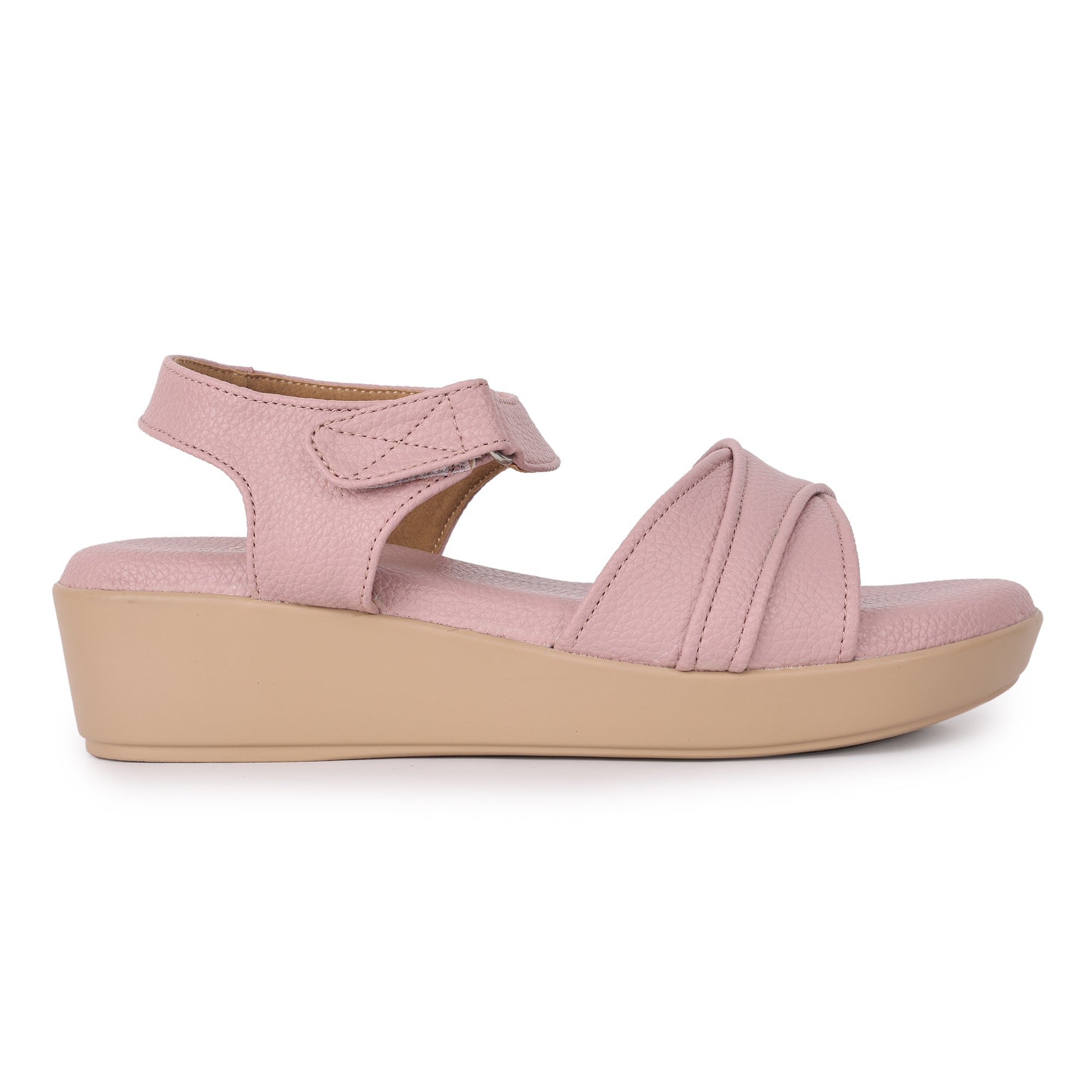 Textured Open Toe Double Strap Wedges Sandal